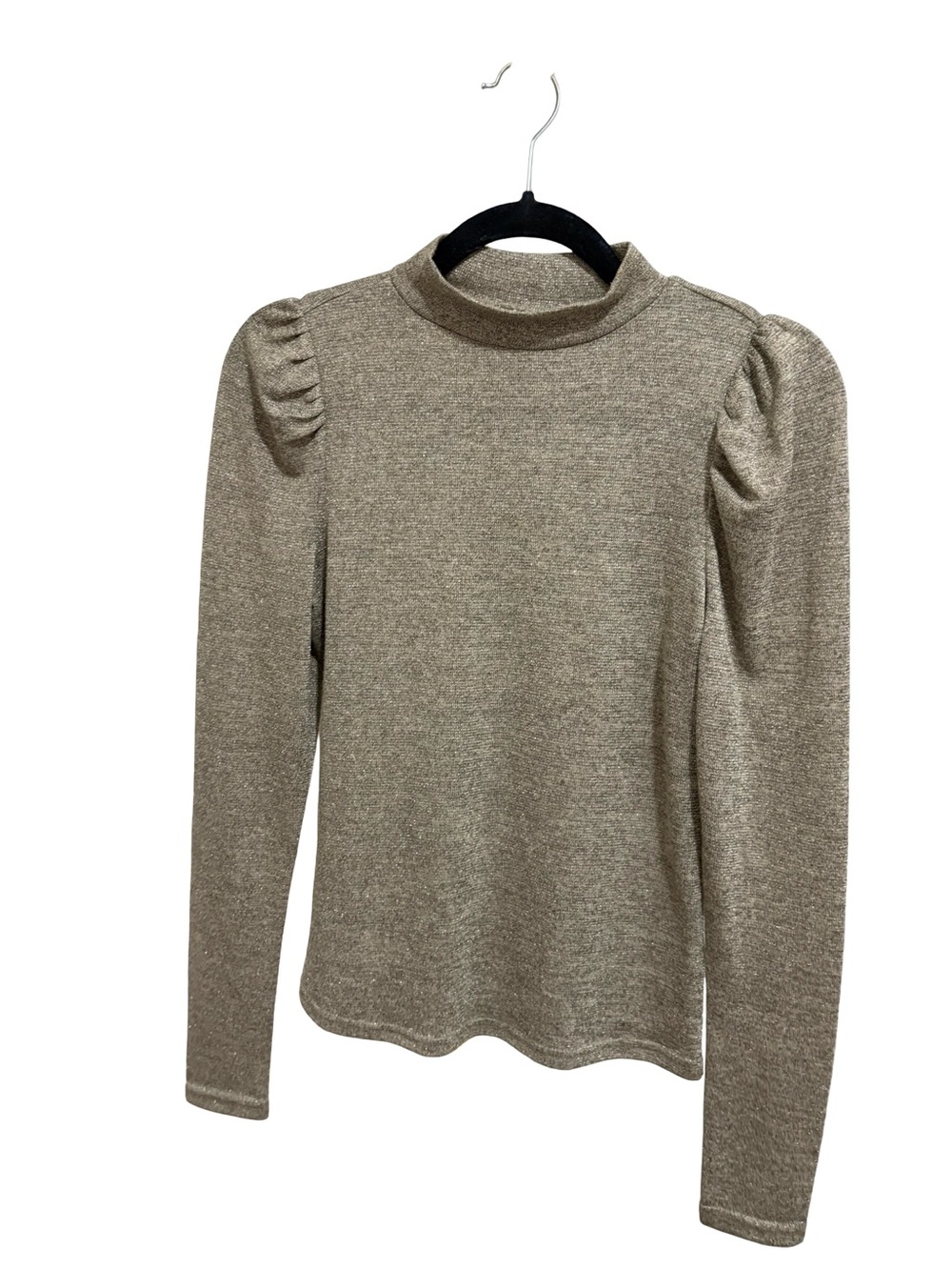 Dolan Left Coast Collection Metallic Gold Shimmer Mock Neck Puff Sleeve Top XS